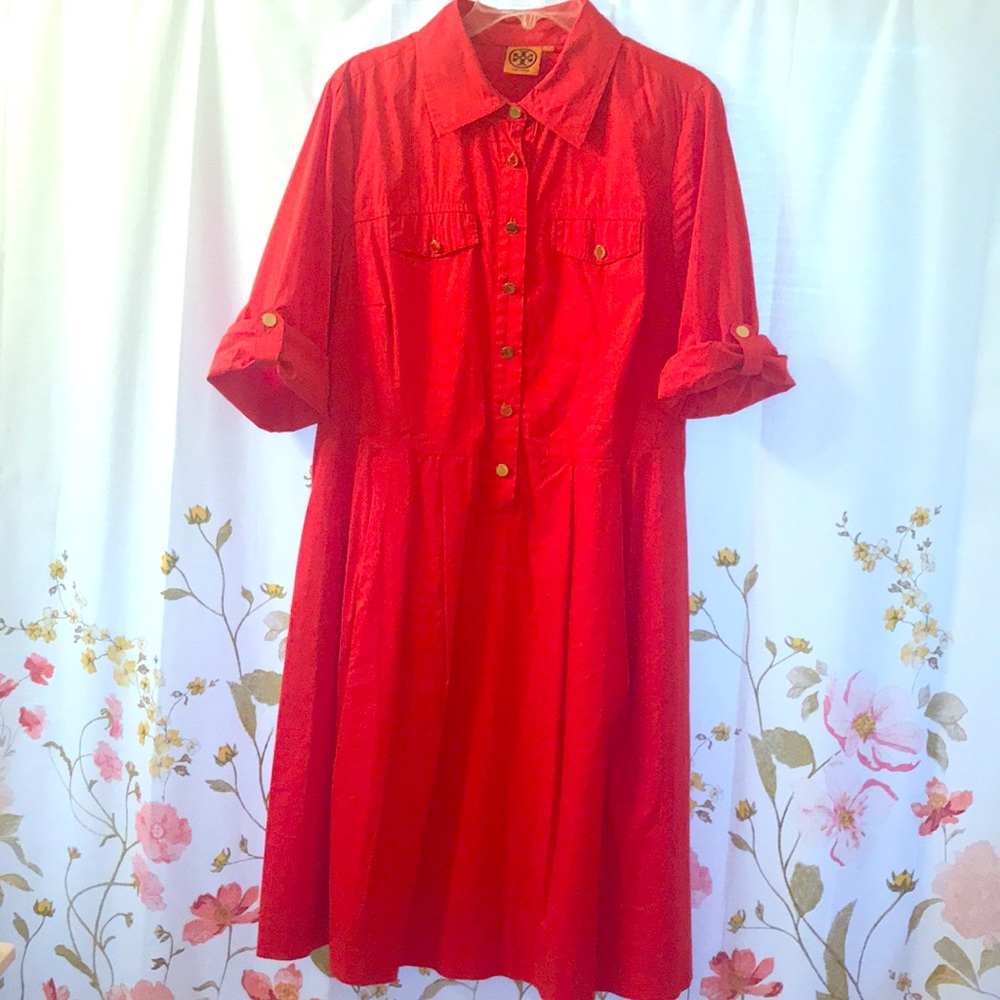 Tory Burch red shirt dress with pockets!
